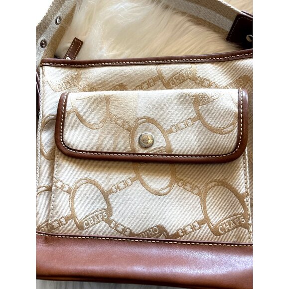 Chaps Beige & Brown Crossbody Bag With Adjustable Strap Travel Work Handbag 30” - Picture 2 of 8